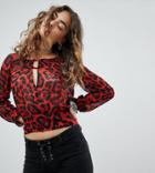 Sacred Hawk Blouse In Leopard Print And Tie Waist - Red
