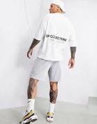 Asos Dark Future Oversized T-shirt In White With Back Logo Print