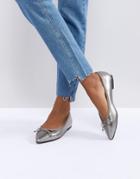 Miss Kg Melia Pewter Bow Ballet Flats - Silver