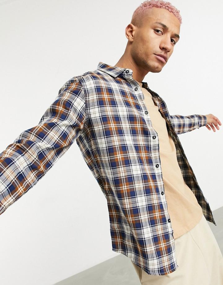 Criminal Damage Slim Fit Texas Shirt In Brown