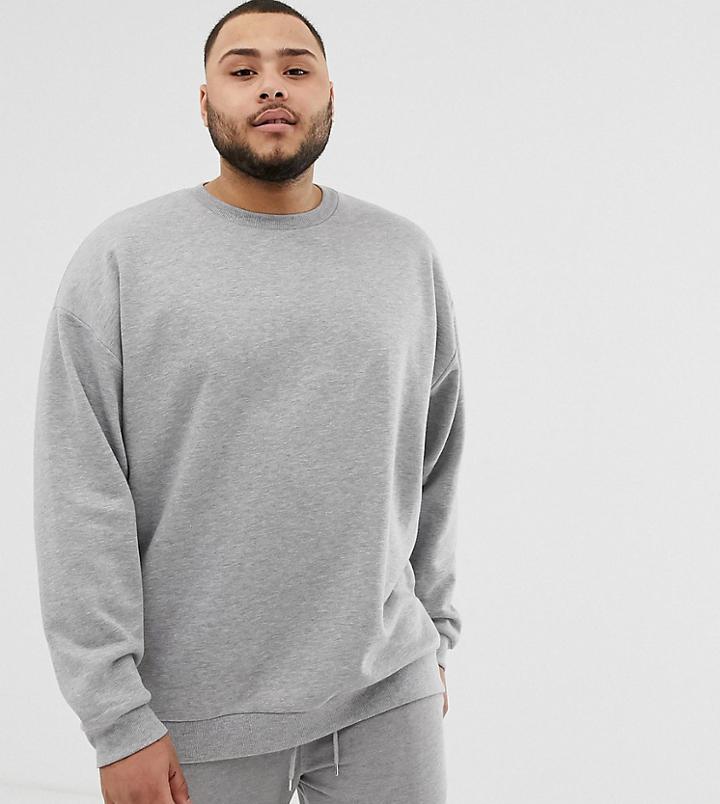 Asos Design Plus Oversized Sweatshirt In Gray Marl