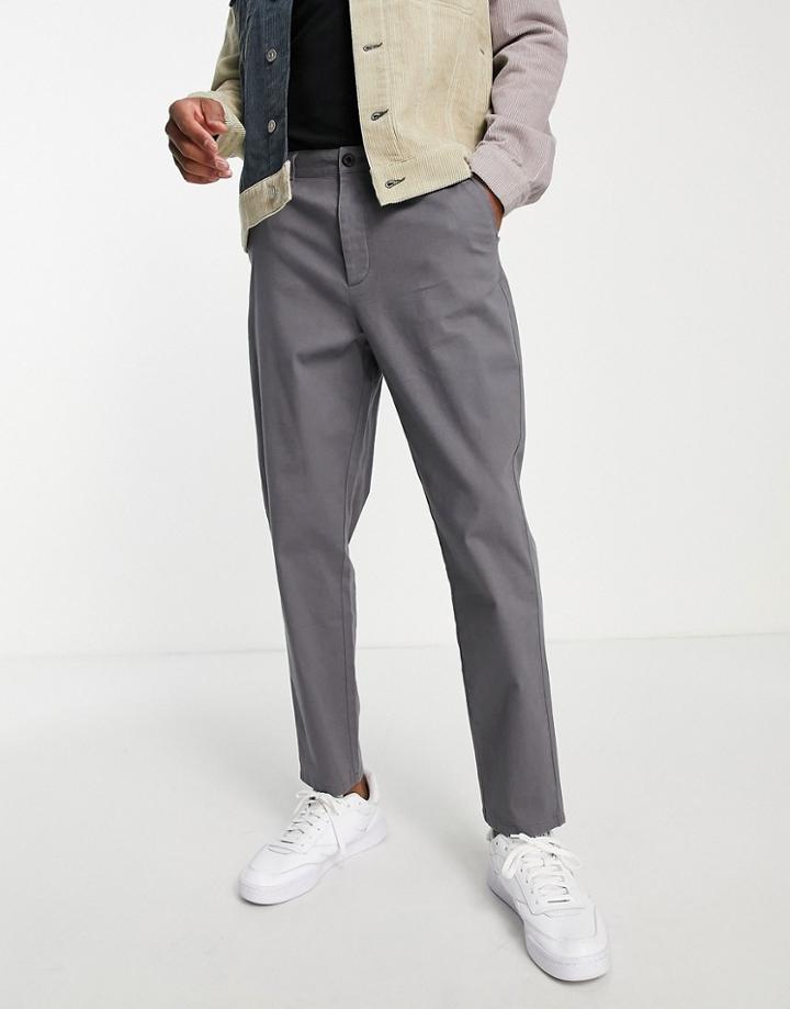 Asos Design Tapered Fit Chinos In Gray