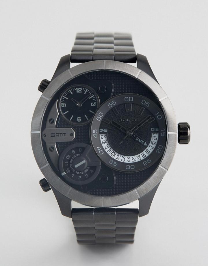 Police Bushmaster Watch With Black Multi Functional Dial - Black