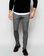 Asos Super Skinny Joggers In Houndstooth Farbic - Gray