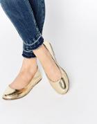 Asos Line Up Ballet Flats - Pale Gold