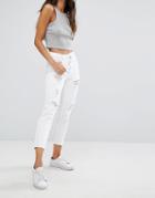 New Look Ripped Mom Jeans - White