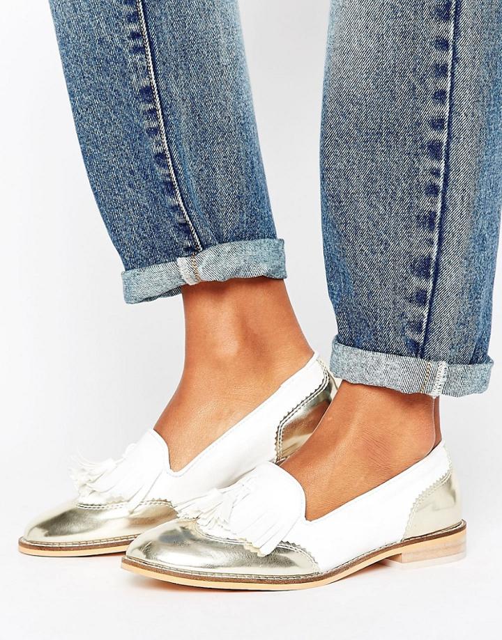 Vero Moda Metallic Trim Loafer - White