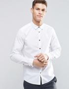 Asos Smart Shirt In White With Contrast Buttons And Long Sleeves - White
