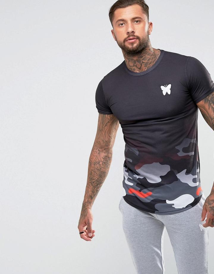 Good For Nothing Muscle T-shirt In Black With Camo Fade - Black