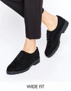 New Look Wide Fit Suedette Chunky Brogue - Black