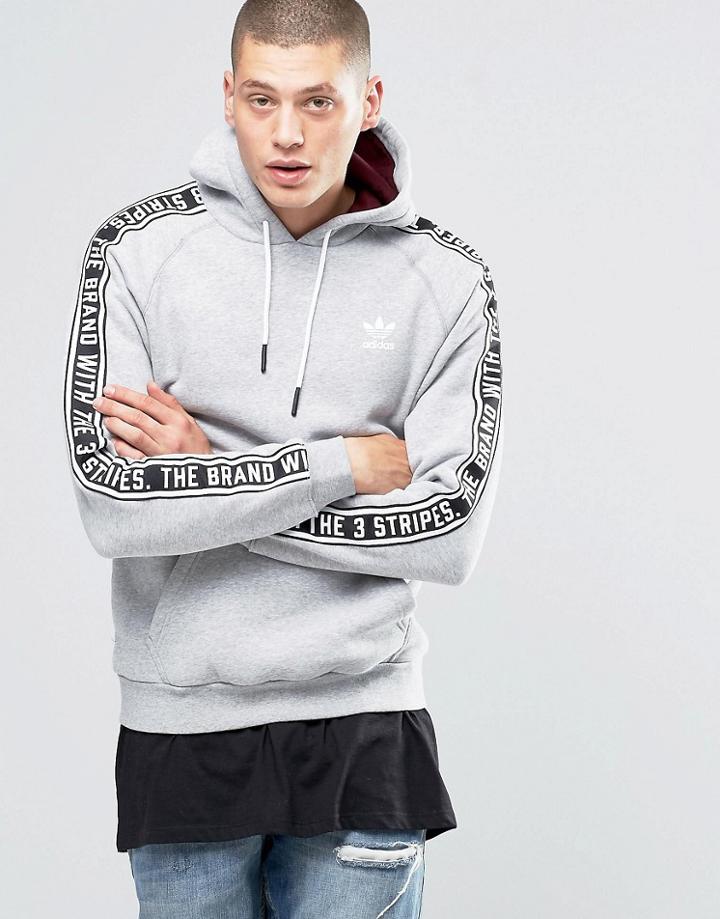 Adidas Originals Taping Hoodie In Gray Ay8270 - Gray