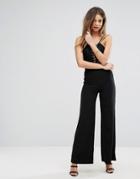 Naanaa High Waisted Wide Leg Tailored Pant - Black