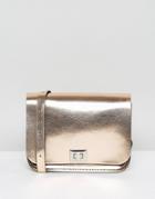 Leather Satchel Rose Gold Pixie Crossbody Bag - Pink
