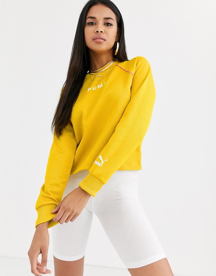 Puma Xtg Crew Neck Sweater In Yellow