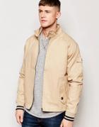 Native Youth Harrington Jacket With Contrast Rib - Tan