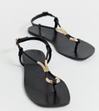 Asos Design Wide Fit Falsify Flat Sandals-black