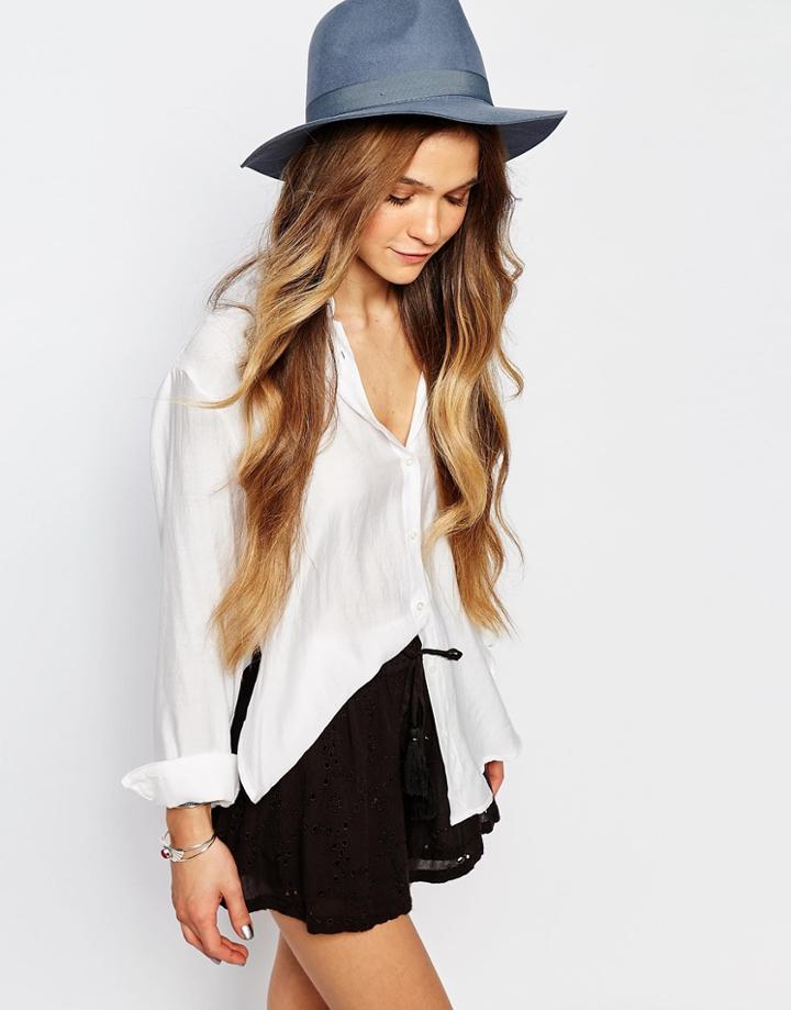 Brixton Felt Fedora With Grosgrain Trim - Flint Gray