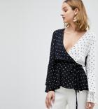 River Island Mixed Spot Wrap Front Blouse - Multi