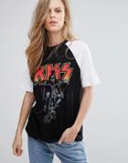 Pull & Bear Kiss Color Block T-shirt - Black