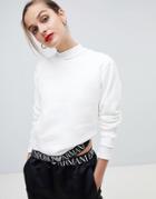 Emporio Armani Sweatshirt With Branded Taping - White