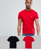 Emporio Armani Muscle Fit 2 Pack T-shirt In Black/red - Multi