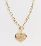 Designb London Gold Filigree Heart Chain Necklace