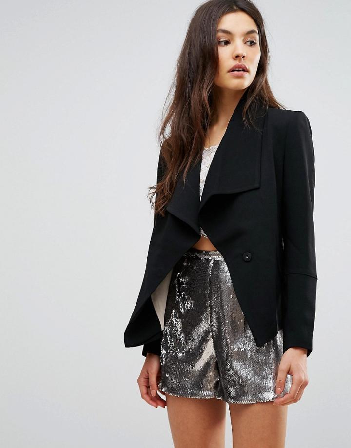 Greylin Manda Oversize Collar Blazer - Black