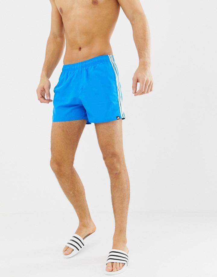 Adidas Performance Swim Shorts With Stripes In Blue Cv5192
