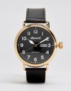 Ingersoll Trenton Quartz Chronograph Leather Watch In Black - Black