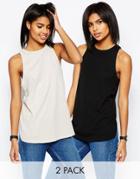 Asos Linen Look Sleeveless Tank 2 Pack - Gray