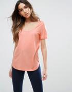 Asos T-shirt With Scoop Neck - Orange