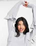 Influence Frill Detail Sweater In Gray