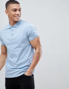 Asos Design Polo In Jersey In Blue - Blue
