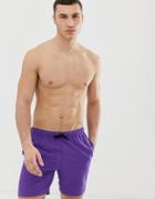 Asos Design Swim Shorts In Bright Purple Mid Length - Purple