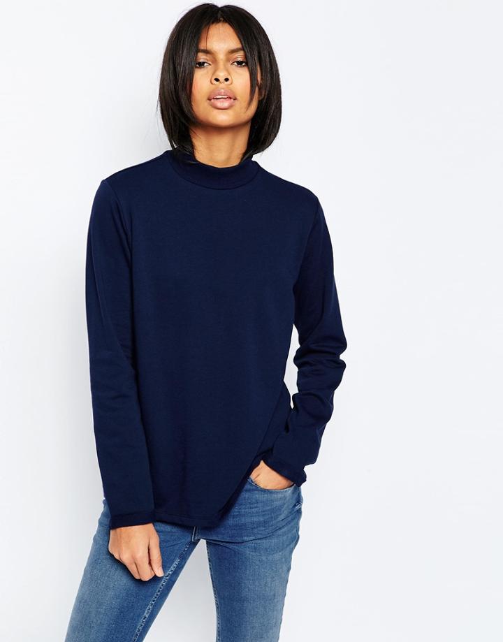Asos Sweatshirt With High Neck - Navy