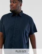 Jack & Jones Originals Cotton Stretch Short Sleeve Shirt In Navy - Navy