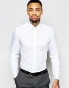 Asos White Shirt In Regular Fit With Long Sleeves - White