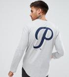 Majestic Long Sleeve T-shirt With Pittsburgh Steelers Back Print - Gray