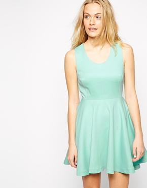 Jovonna Peekaboo Cross Back Dress - Aqua