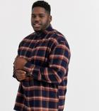 Asos Design Plus Oversized Flannel Check Shirt In Navy
