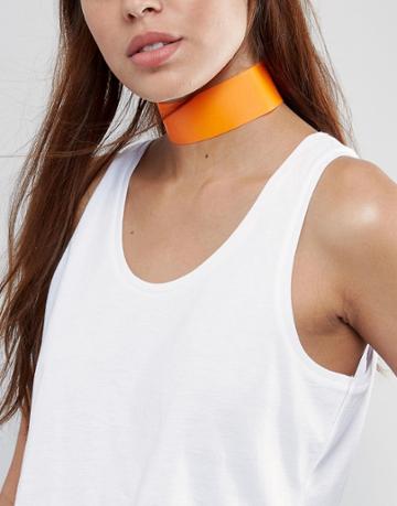 New Look Wide Plastic Choker Necklace - Orange