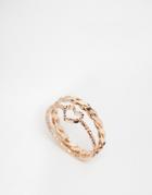 Asos Double Row Heart Pinky Ring - Rose Gold