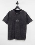 Good For Nothing Oversized T-shirt In Black Acid Wash With Chest Embroidery - Part Of A Set