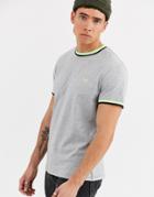Threadbare Organic Cotton Ringer T-shirt In Gray With Neon