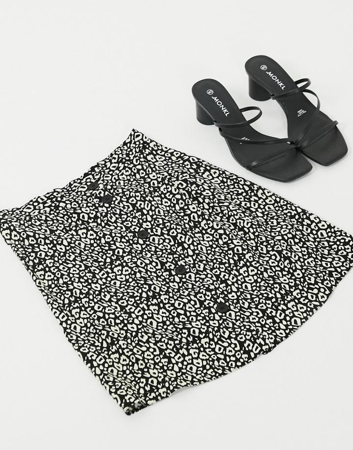 Asos Design Mini Skirt With Side Button Detail In Animal Print-multi