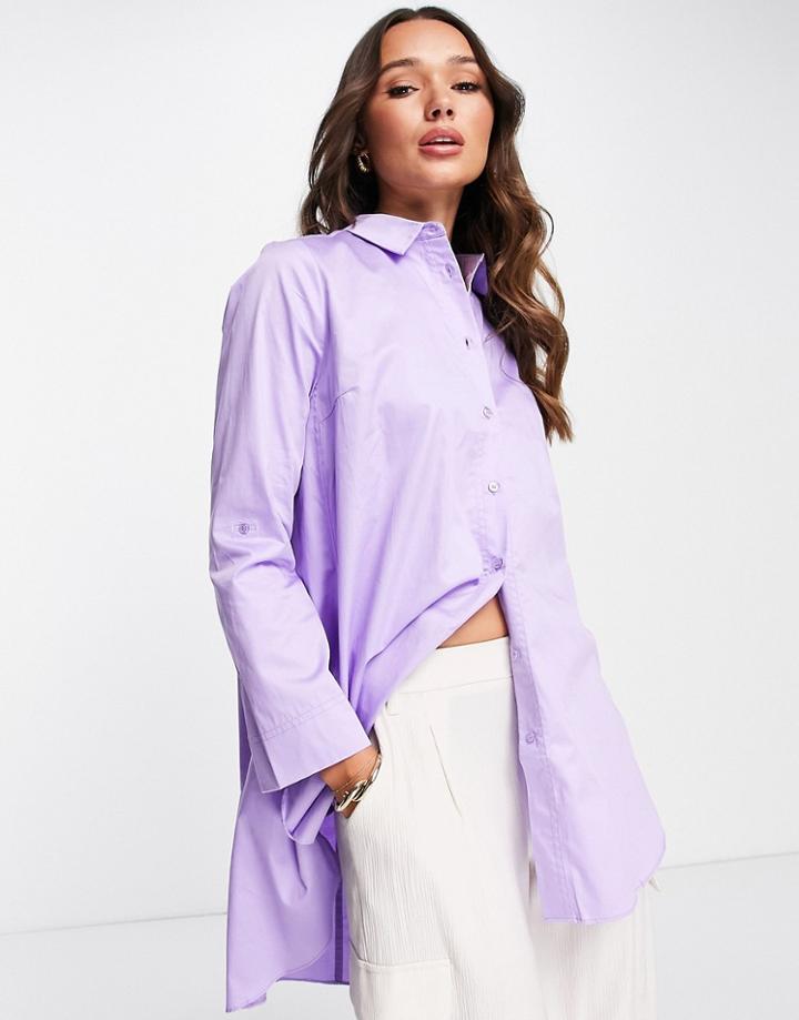 Inwear Vex Oversized Cotton Shirt In Lilac-purple
