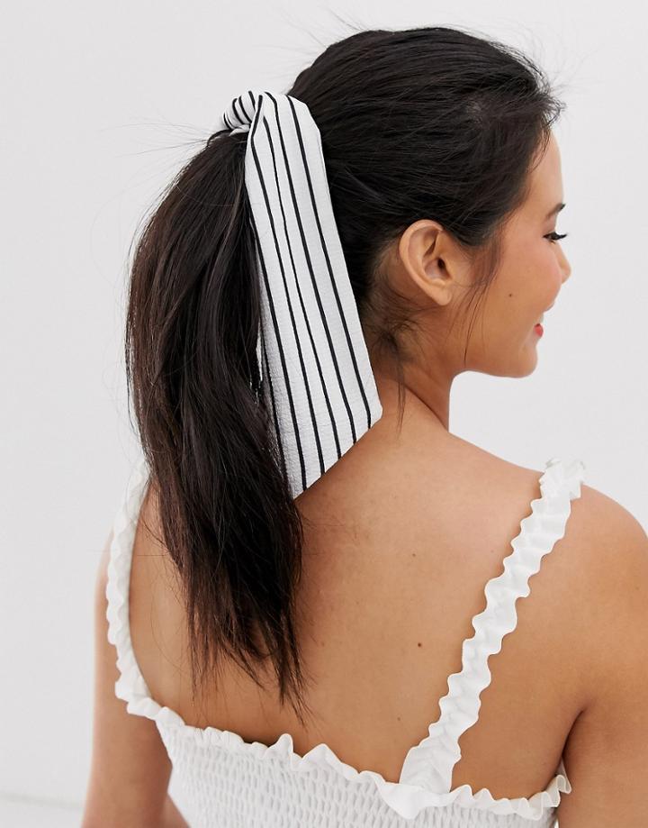 Asos Design Hair Scarf In Mono Stripe Print - Multi