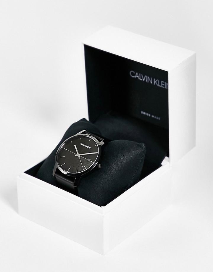 Calvin Klein Black Strap Watch With Black Dial