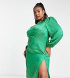 Collective The Label Curve Exclusive Thigh Split Midi Dress In Emerald-green