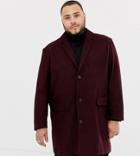 Jacamo Wool Blend Overcoat In Burgundy - Red